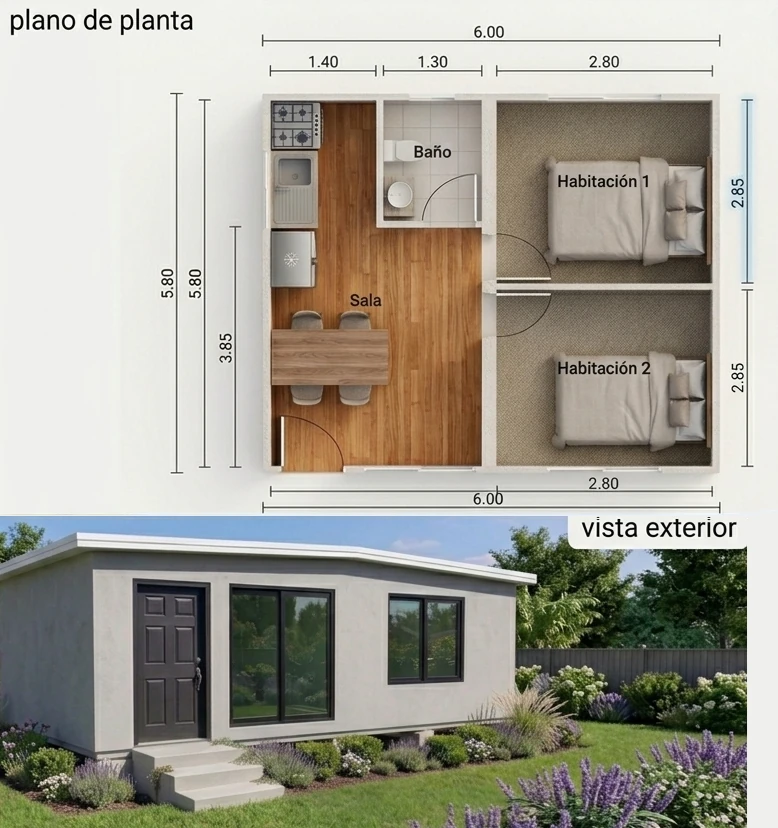 Modelo 36m² (2 Dormitorios)